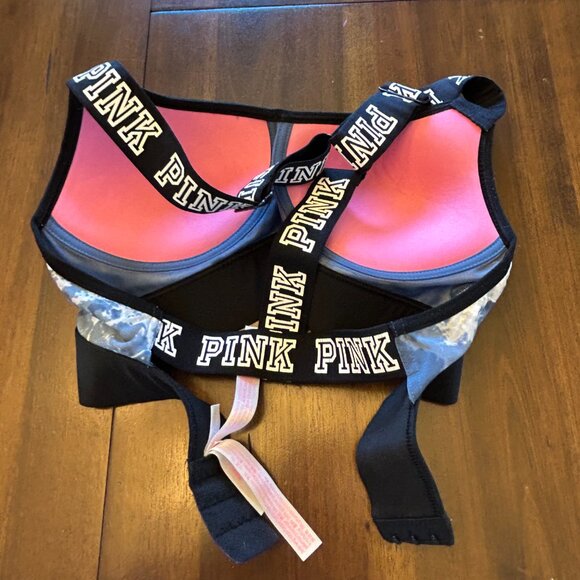 Victoria's Secret Pink Ultimate T-Back Push-Up Sports Bra Black Blue Size XS - Picture 9 of 15